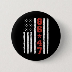 Badge Rond 5 Cm Drapeau rétro Vintage américain 86 47 Anti Trump