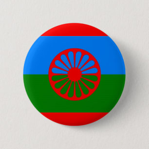BADGE ROND 5 CM DRAPEAU ROMANI