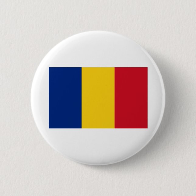 Badge Rond 5 Cm Drapeau România - Roumanie (Devant)