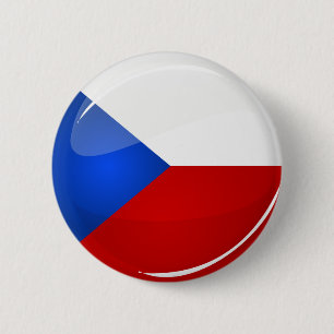 Badge Rond 5 Cm Drapeau rond brillant de la République tchèque