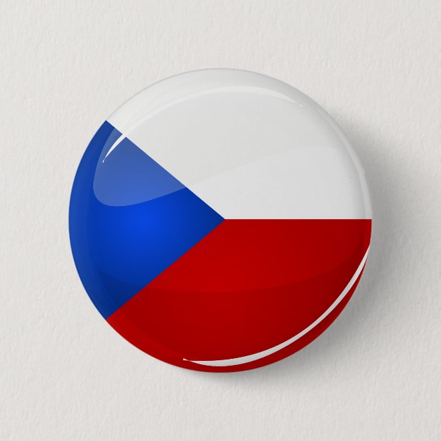 Badge Rond 5 Cm Drapeau rond brillant République tchèque (Devant)