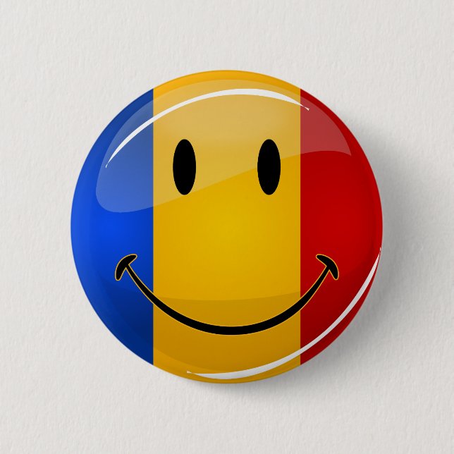 Badge Rond 5 Cm Drapeau roumain souriant (Devant)