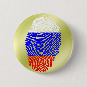Badge Rond 5 Cm Drapeau russe d'empreinte digitale de contact