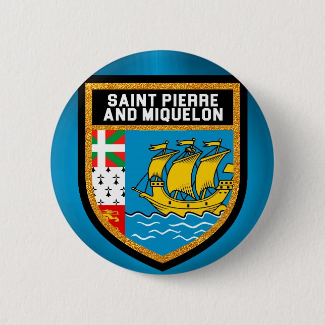 Badge Rond 5 Cm Drapeau Saint-Pierre-et-Miquelon (Devant)