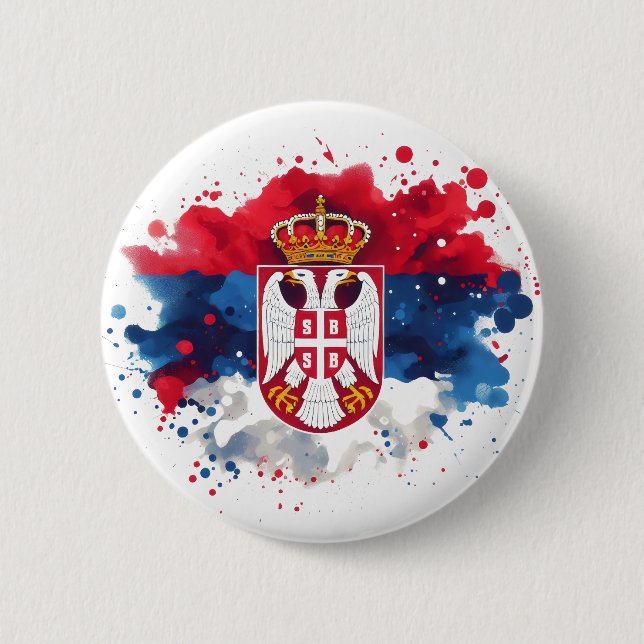 Badge Rond 5 Cm Drapeau serbe Serbie (Devant)