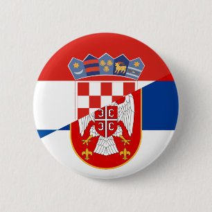 Badge Rond 5 Cm drapeau serbie croatie pays demi symbole