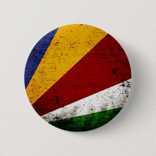 Badge Rond 5 Cm Drapeau Seychelles Grunge Noir