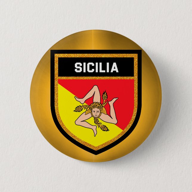 Badge Rond 5 Cm Drapeau Sicilia (Devant)