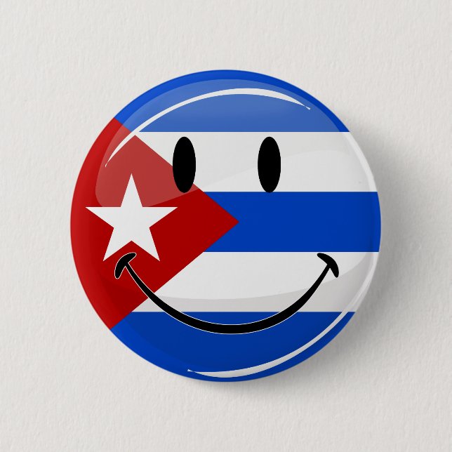 Badge Rond 5 Cm Drapeau souriant cubain (Devant)