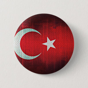 Badge Rond 5 Cm Drapeau stylisé de Turquie