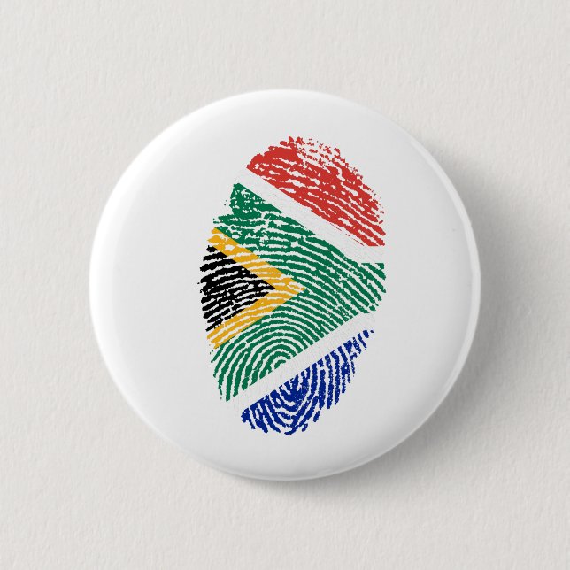 Badge Rond 5 Cm Drapeau sud-africain d'empreinte digitale de (Devant)