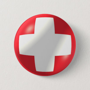 Badge Rond 5 Cm Drapeau suisse avec bouton bulle