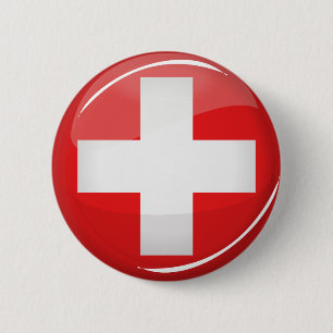 Badge Rond 5 Cm Drapeau suisse rond brillant