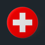 Badge Rond 5 Cm Drapeau suisse (Suisse)<br><div class="desc">Ce dessin présente le drapeau de la Suisse (officiellement la Confédération suisse), pays enclavé au centre de l'Europe. Il s'agit d'une république fédérale, divisée en 26 cantons, dont la capitale est Berne, et la plus grande ville de Zurich. Le pays borde l'Allemagne au nord, l'Autriche et le Lichtenstein à l'est,...</div>