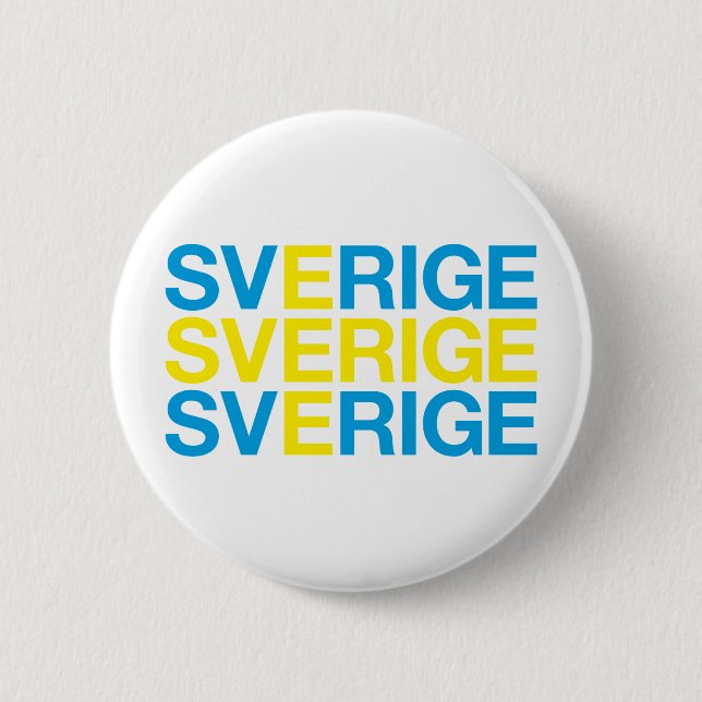 Badge Rond 5 Cm Drapeau SVERIGE (Devant)