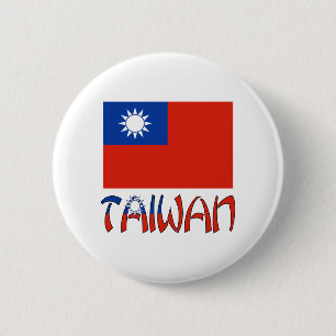 Badge Rond 5 Cm Drapeau taïwanais avec Taïwan