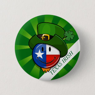 Badge Rond 5 Cm Drapeau texan de sourire avec le jour de St