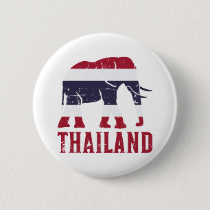 Badge Rond 5 Cm Drapeau thaïlandais des éléphants