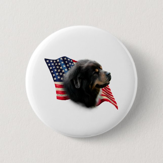 Badge Rond 5 Cm Drapeau tibétain du Mastiff (Devant)