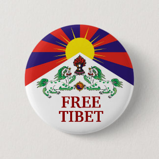 Badge Rond 5 Cm Drapeau tibétain, LIBRE, TIBET