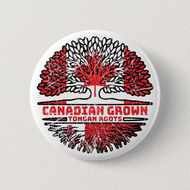 Badge Rond 5 Cm Drapeau Tonga Tongan Canada Tree Roots (Devant)