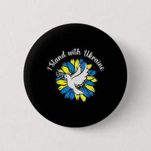 Badge Rond 5 Cm Drapeau Tournesol Ukrainien Dove Ukraine I stand w