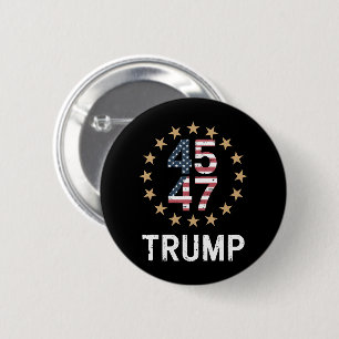 Badge Rond 5 Cm Drapeau Trump 2024 Reprenez l'Amérique Trump 45 47
