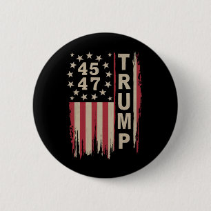 Badge Rond 5 Cm Drapeau Trump 45 47 Vintage Rétro Amérique USA