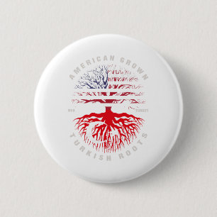 Badge Rond 5 Cm Drapeau turc américain
