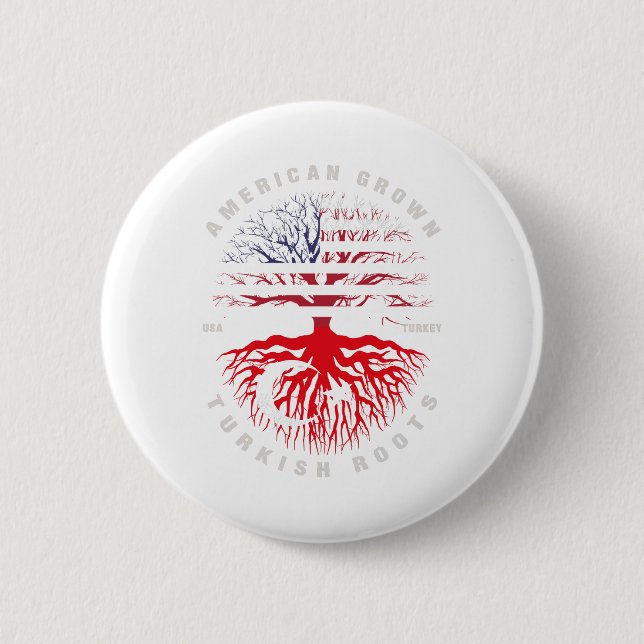 Badge Rond 5 Cm Drapeau turc américain (Devant)