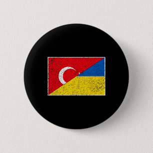 Badge Rond 5 Cm Drapeau Turquie Ukraine Turkiye Turc Ukrainien Nat