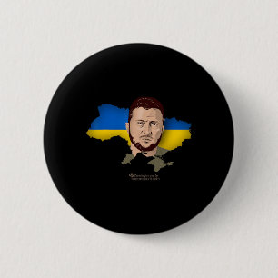 Badge Rond 5 Cm Drapeau Ukraine Carte Zelensky Président De L'Ukra