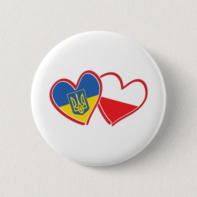 Badge Rond 5 Cm Drapeau Ukraine-Pologne (Devant)