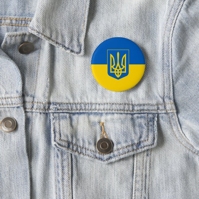 Badge Rond 5 Cm Drapeau ukrainien (En situation)