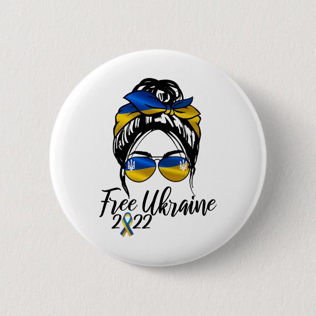 Badge Rond 5 Cm Drapeau ukrainien2  (Devant)