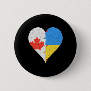 Badge Rond 5 Cm Drapeau ukrainien canadien Cœur Canada Ukraine