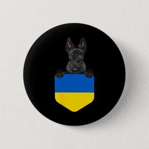 Badge Rond 5 Cm Drapeau ukrainien chien Terrier écossais dans la p