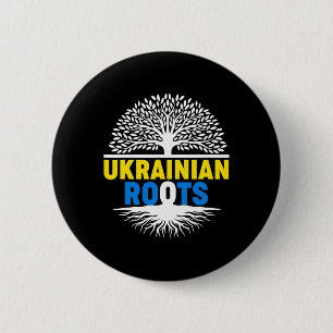 Badge Rond 5 Cm Drapeau ukrainien indigène fier Racine ukrainienne