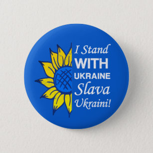Badge Rond 5 Cm Drapeau Ukrainien Tournesol