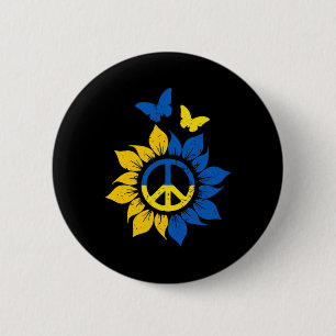 Badge Rond 5 Cm Drapeau ukrainien tournesol vintage Je suis avec l