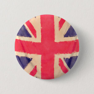 Badge Rond 5 Cm DRAPEAU UNION JACK grunge