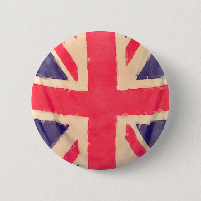 Badge Rond 5 Cm DRAPEAU UNION JACK grunge (Devant)