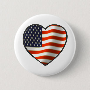 Badge Rond 5 Cm Drapeau USA Cœur