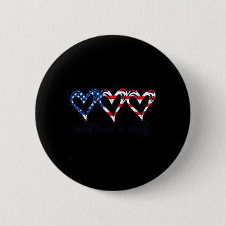 Badge Rond 5 Cm Drapeau Usa Cœurs Patriotiques 4 Juillet Douce Ter