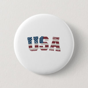 Badge Rond 5 Cm Drapeau Usa Étoiles Et Bandes Pour L'indépendance