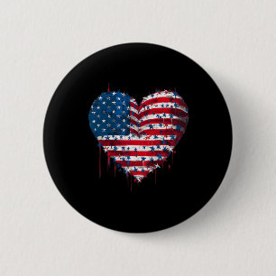 Badge Rond 5 Cm Drapeau Usa Fierté Américaine Cœur Forces Armées 4