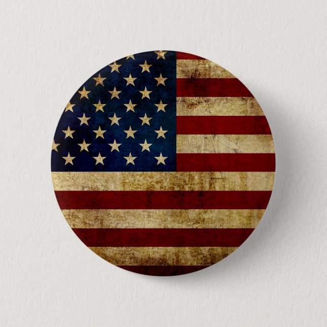 Badge Rond 5 Cm Drapeau USA / Grunge (Devant)