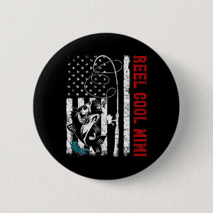 Badge Rond 5 Cm Drapeau Usa Mimi Cool De Pêche Pêcheur Pêcheur 