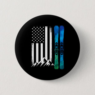 Badge Rond 5 Cm Drapeau usa ski sport d'hiver skieur drapeau améri