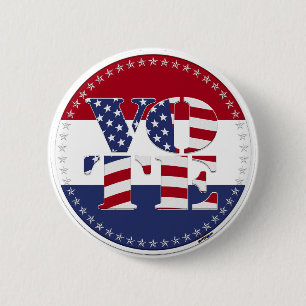 Badge Rond 5 Cm Drapeau USA V O T E 2024